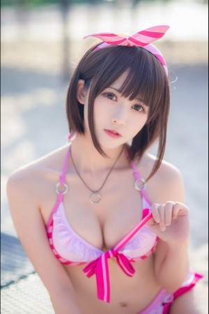 鳗鱼霏儿《加藤惠 粉色泳装》 [COSPLAY美女] 写真集[20P]